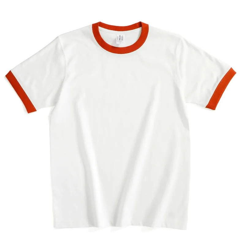 Urban Label 265g Vintage Cotton T-shirt Men Heavy Seamless Bucket Weave Contrasting Tops Unisex Short Sleeved WHITE T-shirt