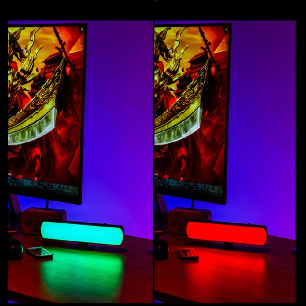 RGB LED Desk Lâmpada Atmosfera, Controle Remoto, 5V, Desktop Night Lights, Adequado para Gaming TV, Decoração do Quarto, 2Pcs