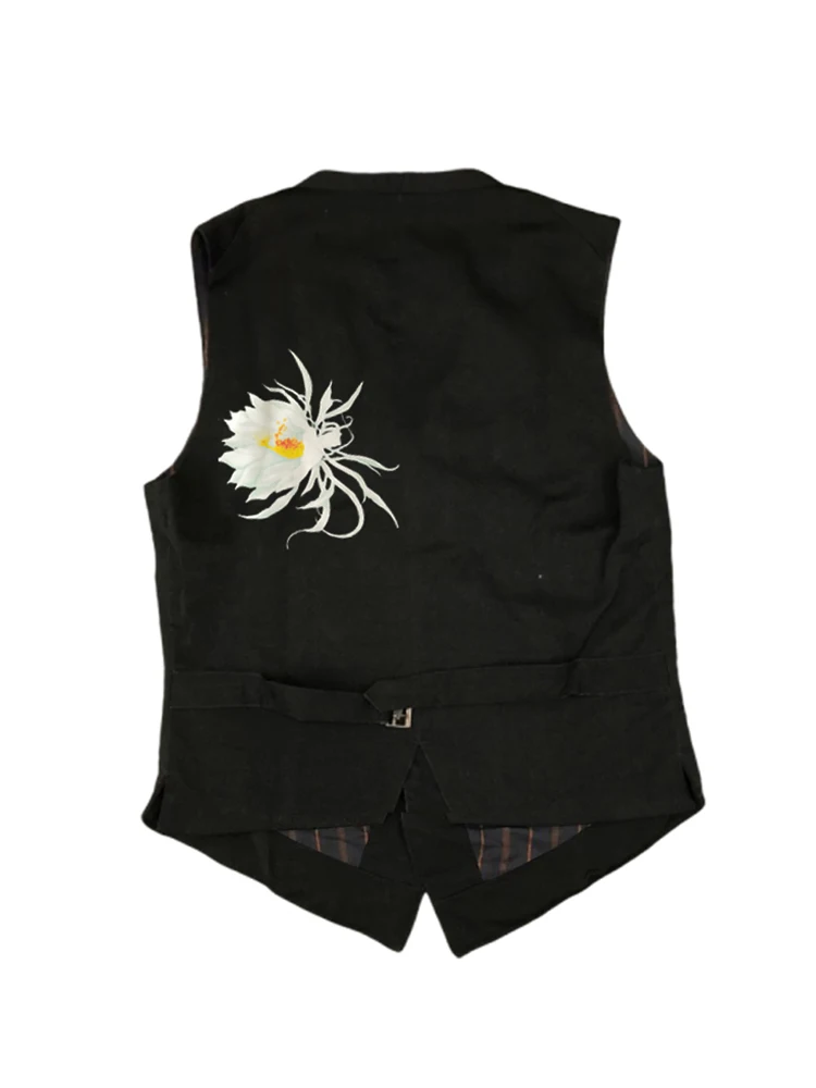 YAMAMOTO-Style Homme Men\'S Suit Vest For Men Flower Waistcoat Unisex Gilet Men Vests For Women Simple Breasted Casual Man Vest