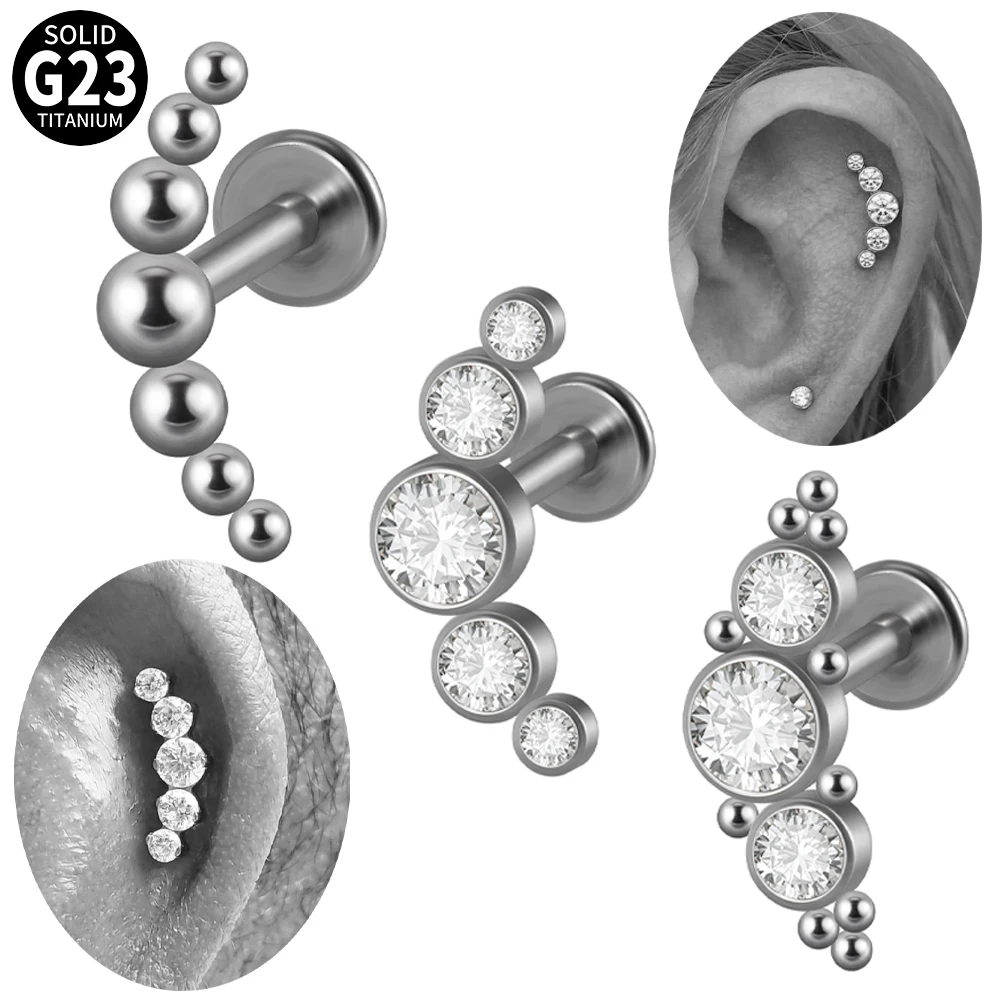 

1PC G23 Titanium Zircon Labret Lip Rings CZ Studs Earrings Ear Cartilage Tragus Helix Conch Lobe Rook Body Piercing Jewelry 16G