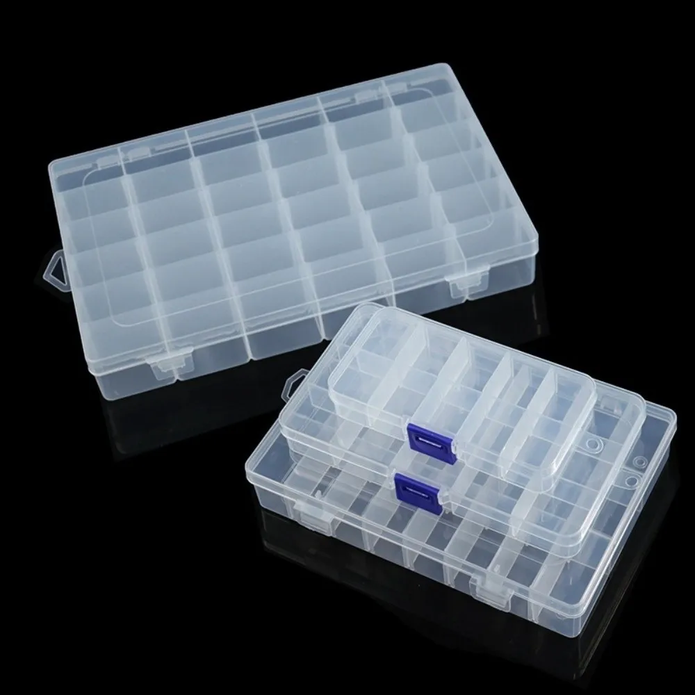 New 10/15 Grid Clear Plastic Box Rectangular Multi-functional Multi Grid Box Waterproof Dustproof Tools Storage Cases Home Use