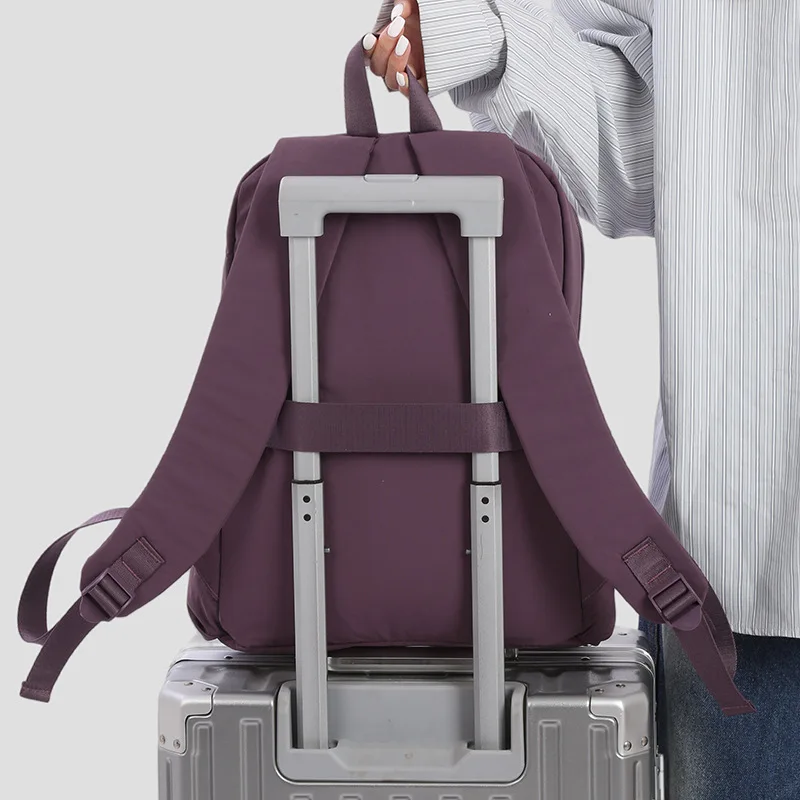 Neutral Simple Solid Washed Backpack Light Large Capacity Casual Rucksack City Commute Outdoor Travel Unisex School Bag