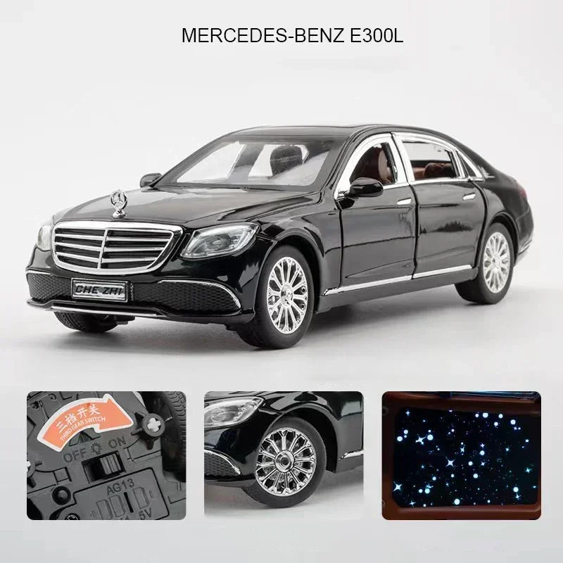 1:24 BENZ E300 E-Class Starlight Headliner Alloy Diecasts & Toy Vehicles Metal Toy Car Model Sound and light Collection Kids Toy