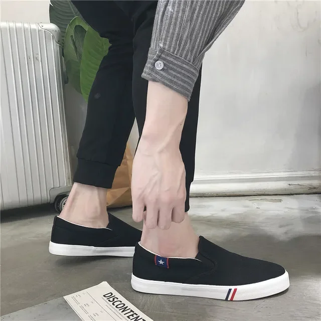Men Canvas Shoes Simple Casual Mens Loafers Autumn High Quality Anti-Slip Comfortable Vulcanized Shoes Man Flats size 48