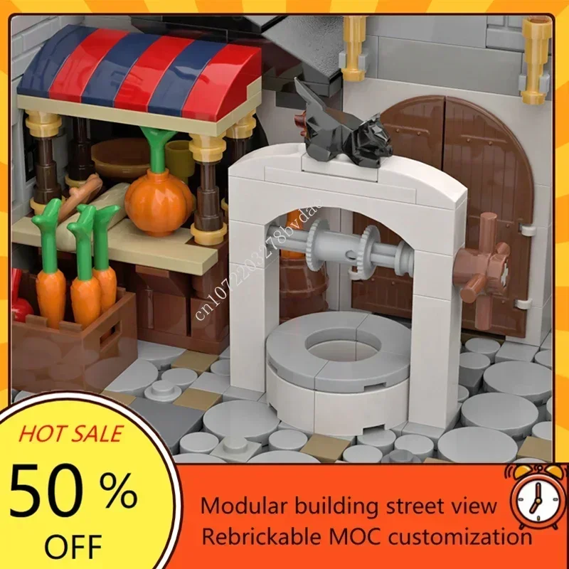 Château en pierre médiévale MOC, Architecture médiévale créative, modèle de château, Puzzle personnalisé, modèle d'assemblage, jouets, 5108 pièces