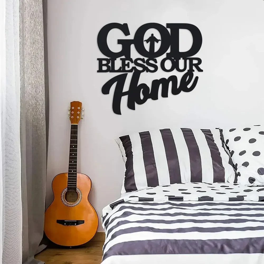 1P Metal God Blessing Home Sign, Unique Wall Art, Home Decoration, Metal Hanging Sign, Scene Decoration, Themed Party Decoration, Car Decoration