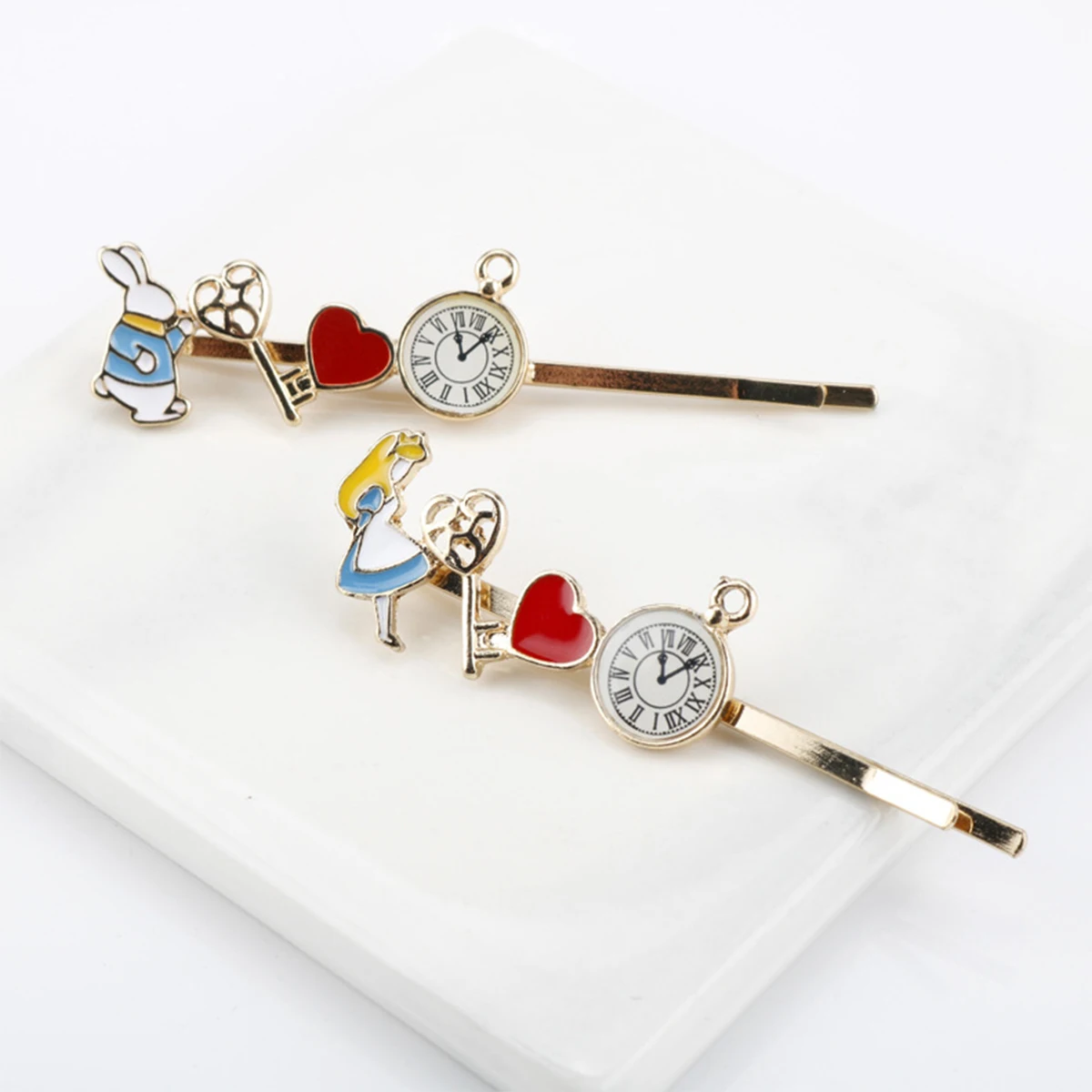 Anime Alicia en el país de las Maravillas reloj de ensueño Barrett Clip moda mujer temperamento accesorios para el cabello Cosplay joyería accesorios regalo