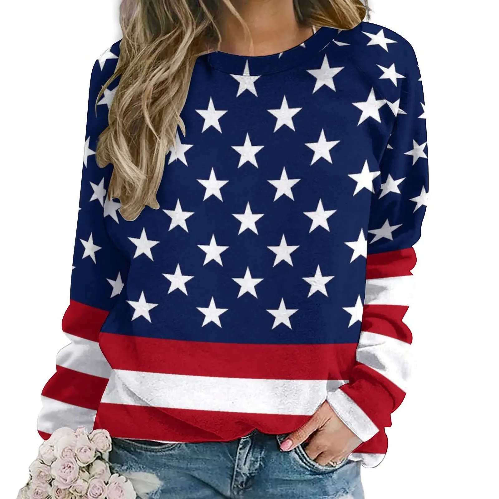 American Flag Casual Hoodies Autumn Patriotic Stars Stripes Modern Hoodie Long-Sleeve Oversize Street Style Design Sweatshirts