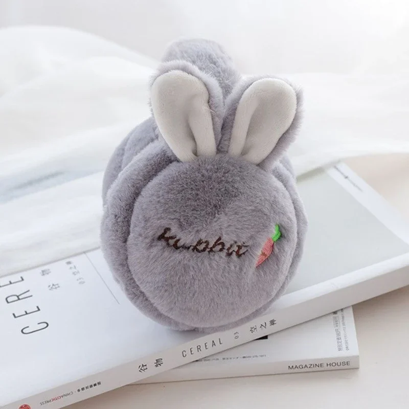 Cute Rabbit Ears Carrot Plush Warm Earmuff Telescopic Soft Folding Women Child Ear Muffs for Girls Gift Ear Warmers Winter