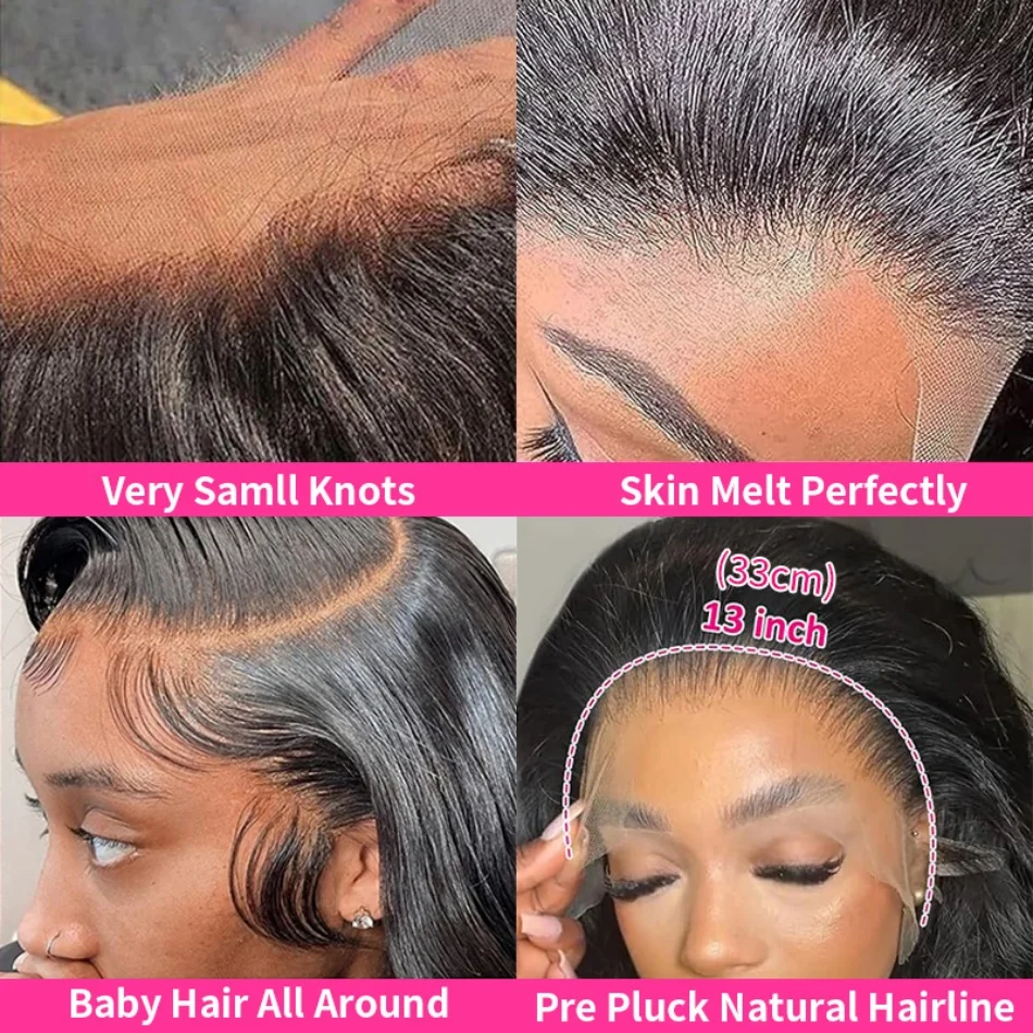 Natural Body Wave Human Hair 13x4 Lace Front Black Wig 13x6 HD Transparent Lace Frontal Wig 100% Brazilian Cheap Wigs On Sale