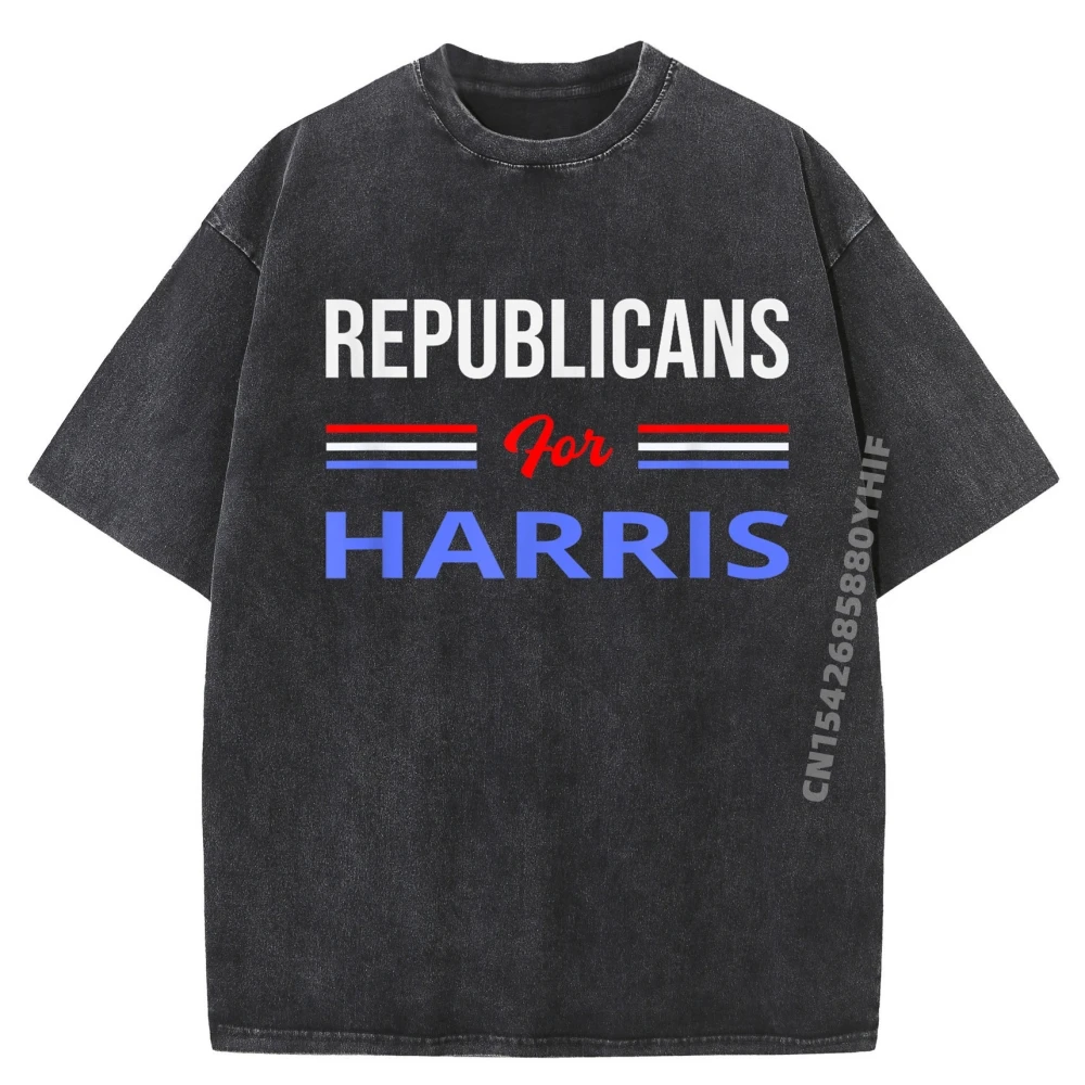 

Новейшая футболка с принтом Republicans For Harris, рубашки с рисунком, мужские удобные потертые футболки, мужские размеры ЕС