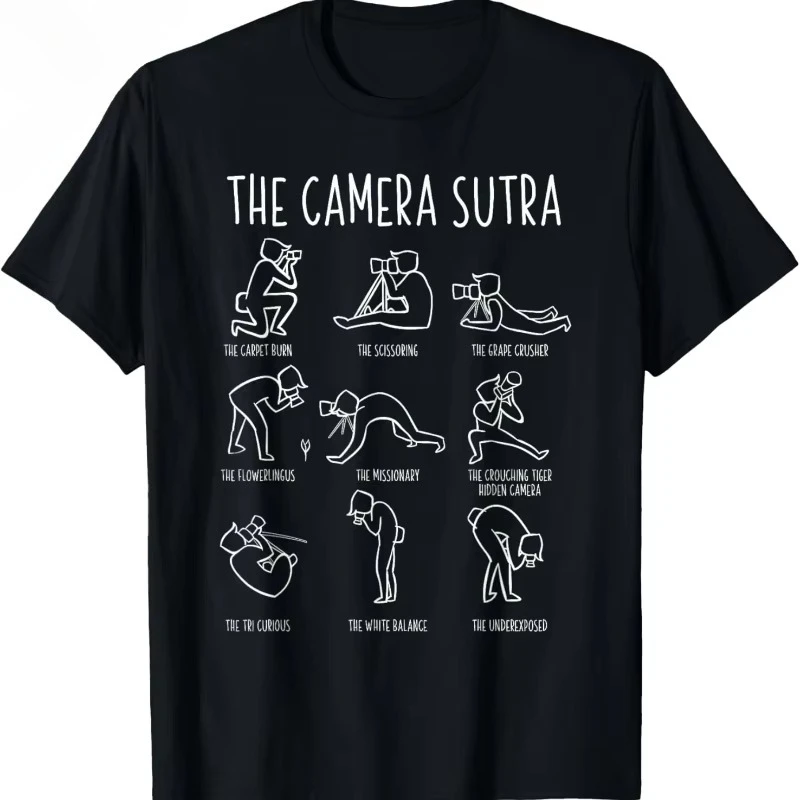 Funny The Camera Sutra Photography Poses Graphic Tee Vintage Line Art Gift Men T-Shirt Humor Crewnec