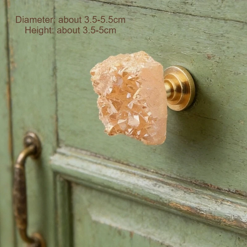 Champagne-colored natural crystal bud ore single-hole brass handle drawer cupboard door handle