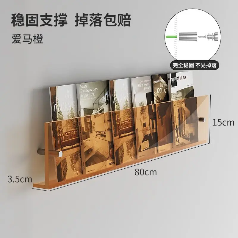 Acryl tijdschriftenrek voor wandmontage, transparante literatuurhouder voor deur of gang, slanke displayplank voor boeken en brochures