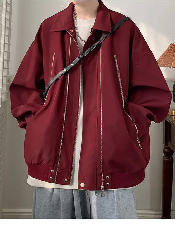 

Men's Workwear Jaet Loose Fit Zipper Decorated Pure Color Simple Sle Versatile Outerwear Spring Autumn Seasonal