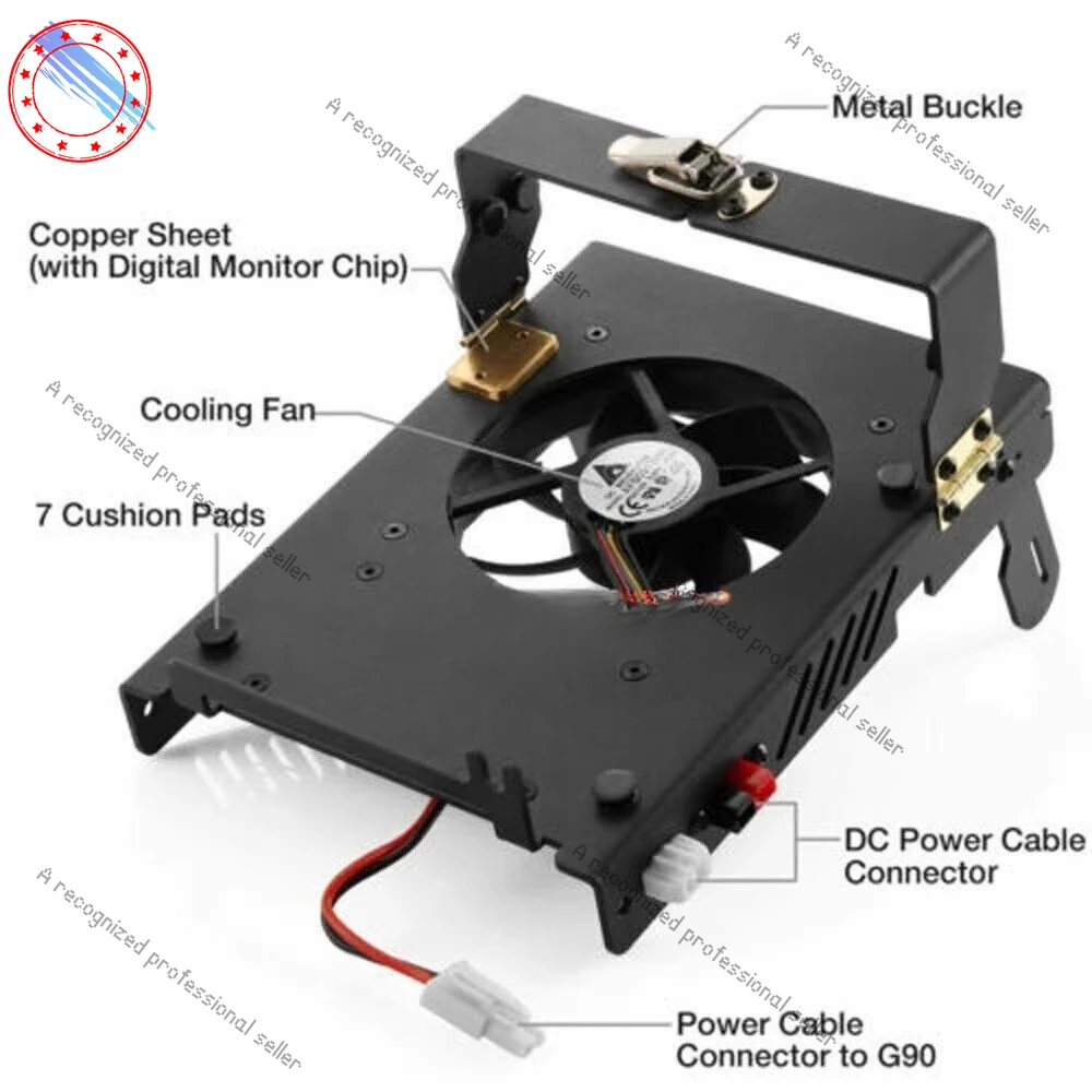 

G90 heat dissipation bracket, automatic temperature control fan can be raised, power on low speed, 60 degrees high speed