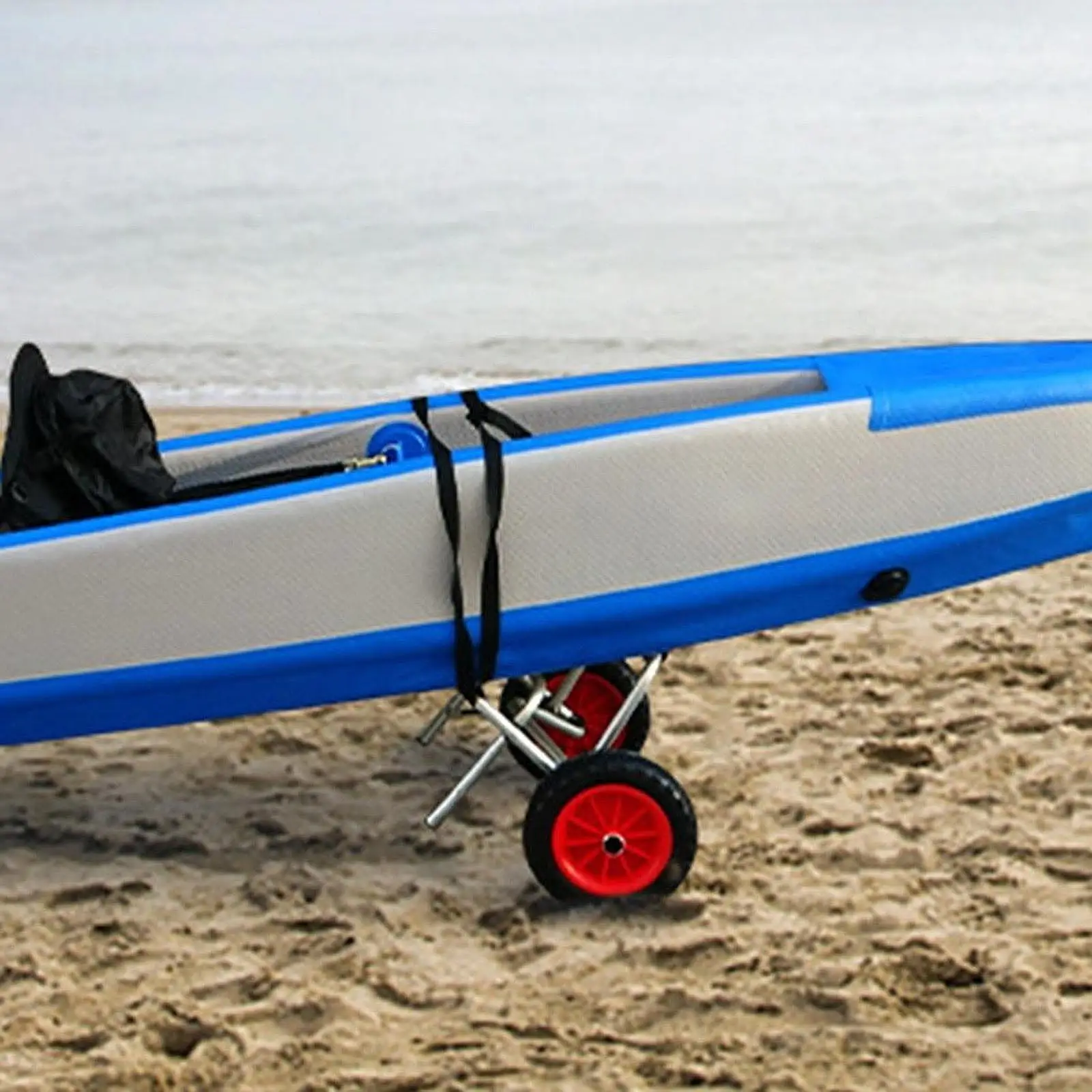 

Тележка для каяка, складная алюминиевая трубка, регулируемая, практичная, универсальная, 10-дюймовая, с твердым колесом, прочный портативный прицеп для океанской лодки