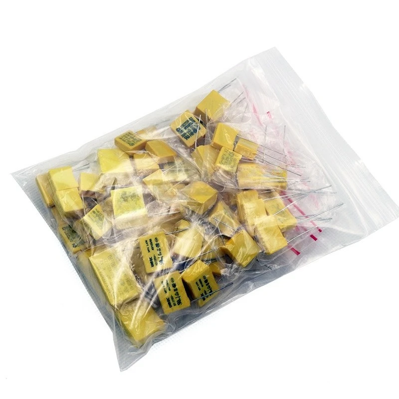 50pcs X2 Safety Capacitor Kit 275VAC 102K-105K 10 Values X5pcs Metallized Film