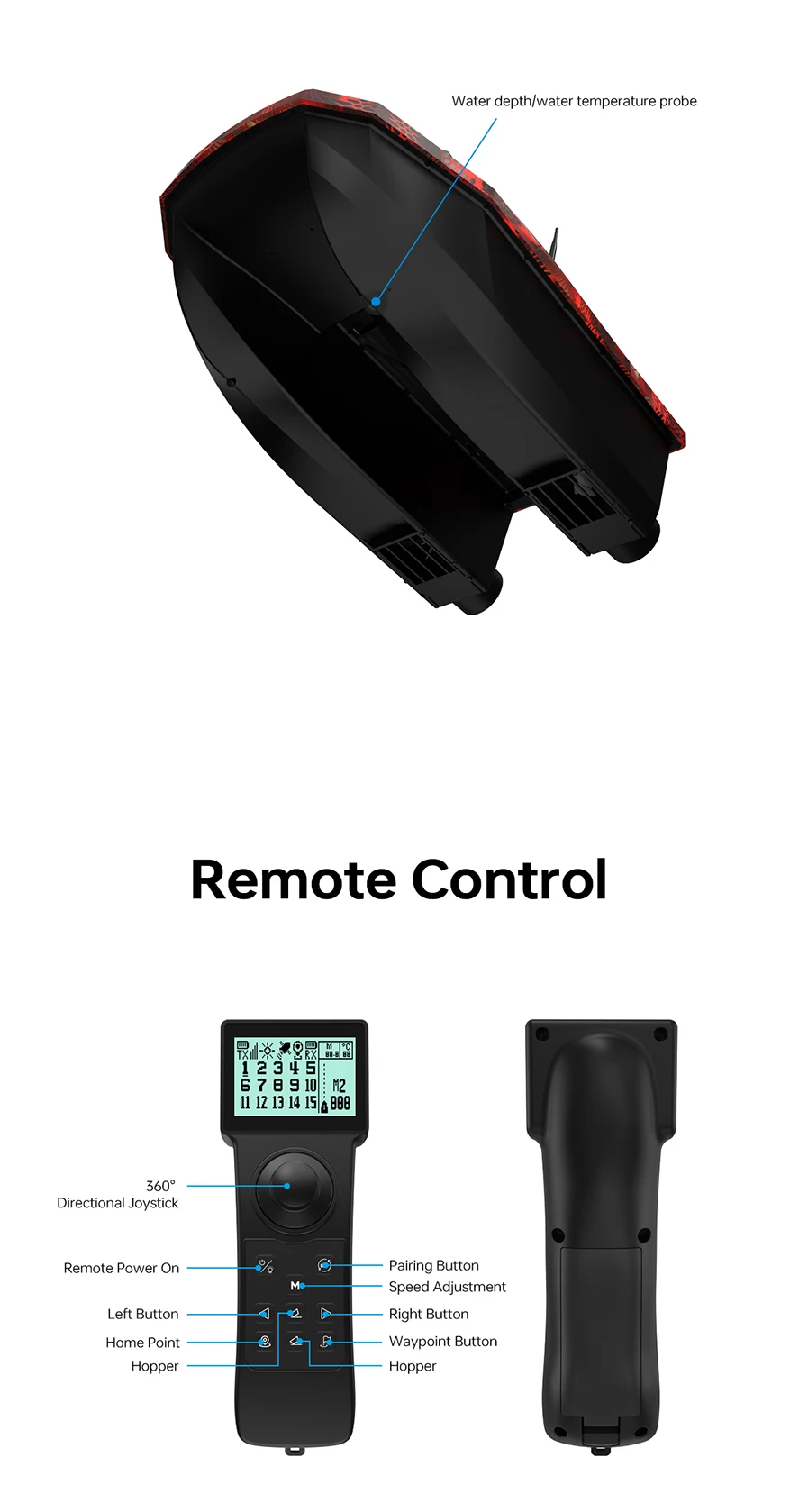 D50E GPS-Köderboot 15600 MAH*2, mit Sonarsonde – Wassertiefe und Temperatur, GPS + Beidou Dual-Positionierungssystem Angelboot – Detail 17