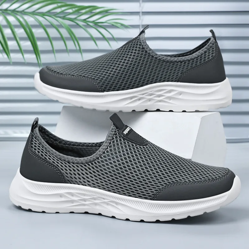 Men's summer new mesh breathable and non-smelly feet casual shoes one pedal gift large size dad shoes