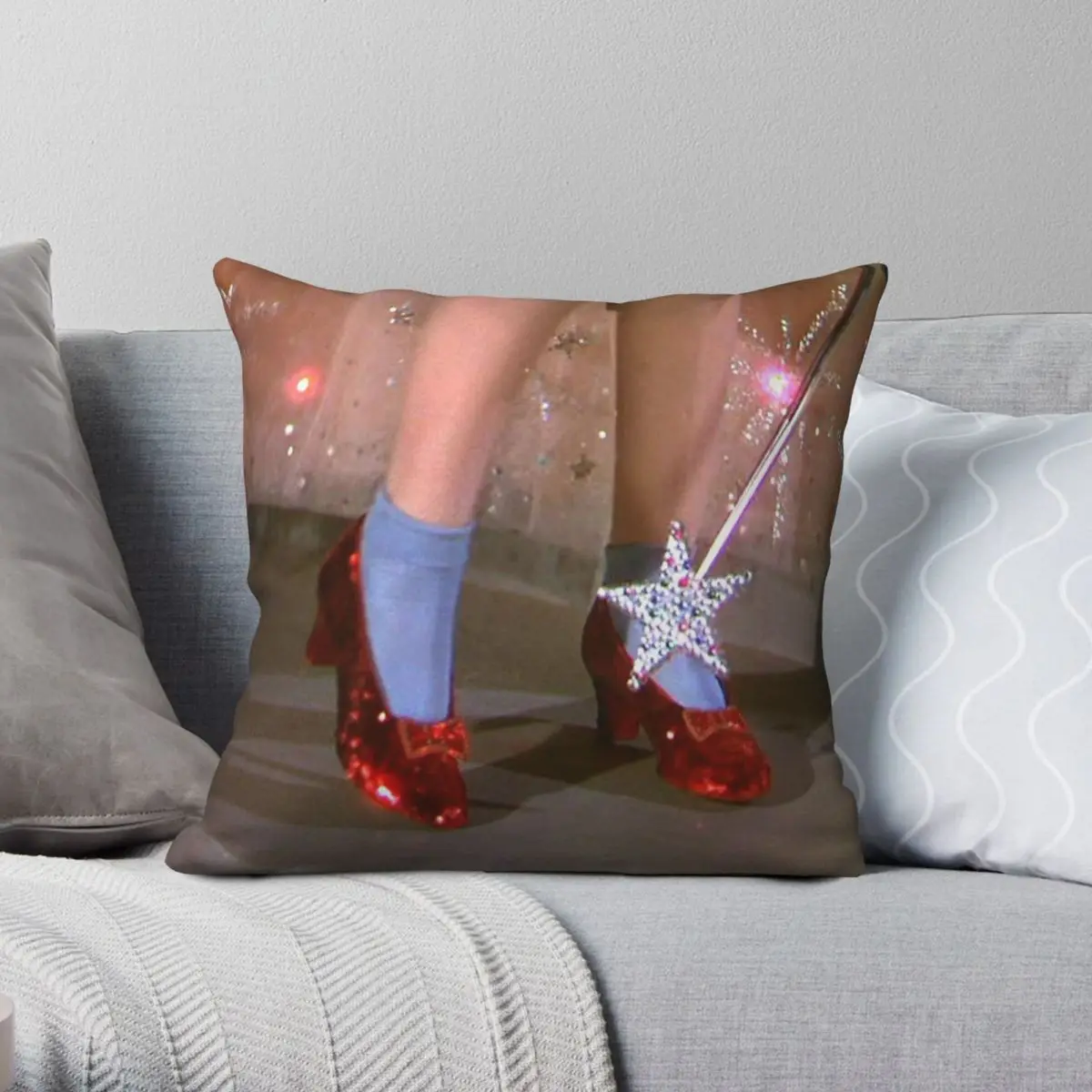 Ruby Slippers Square Pillowcase Polyester Linen Velvet Printed Zip Decor Home Cushion Cover