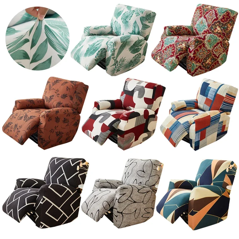 4pcs/set Split Recliner Chair Cover 1 Seater Relax Armchair Slipcover Stretch Anti Slip Single Lazy Boy Sofa Cover Washable