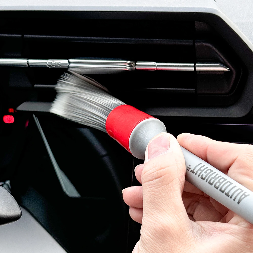 AUTOBRIGHT 5pcs Car Wash Brushes High quality soft brush Dense Bristles Car Detailing Clean Interior Wheel Silver Brush set Tool image 3