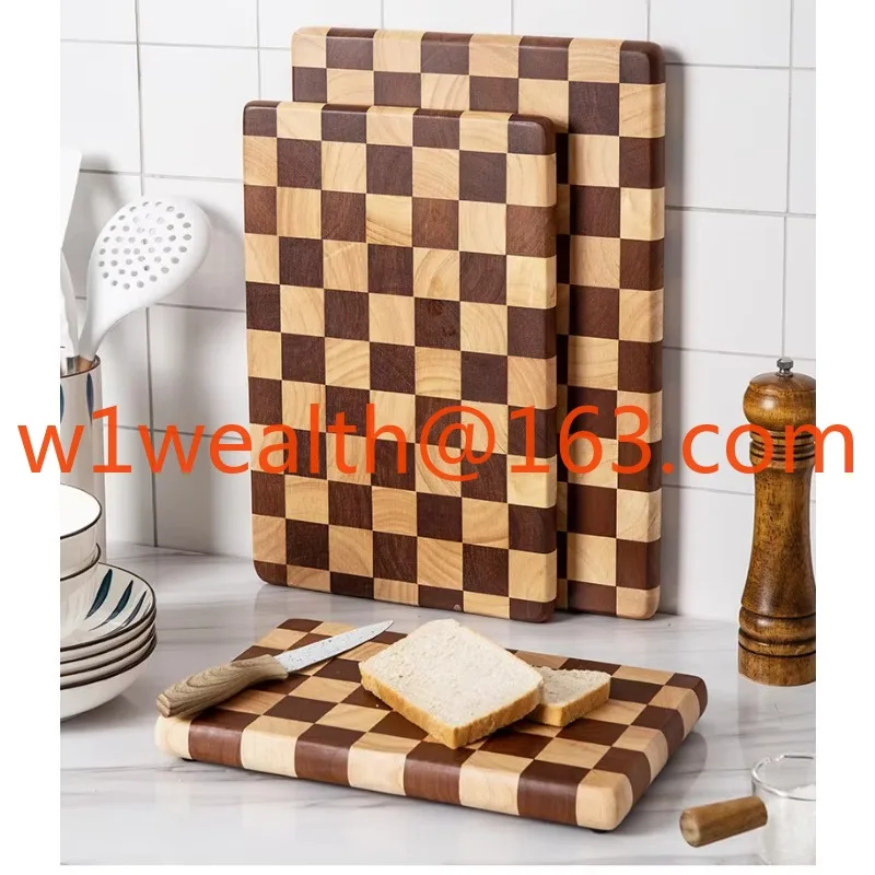 Thick Rectangle Rubber Wood End Grain Meat Vegetables Wooden Chopping Cutting Board