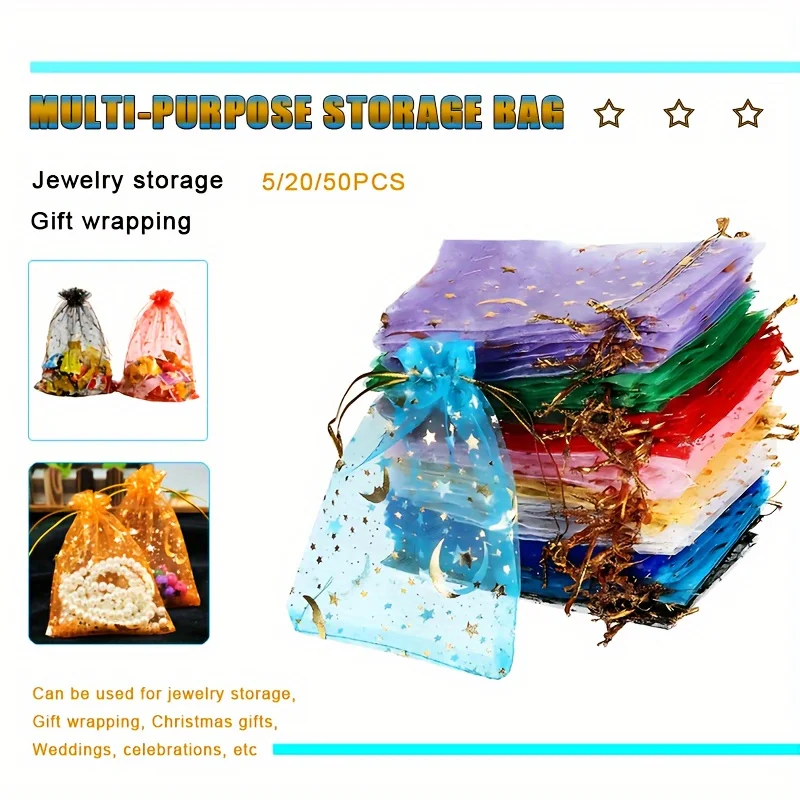 Mehrzweck-Aufbewahrungsbeutel: 50 Stück, 5/20/50 Stück, Schmuckaufbewahrung, Geschenkverpackung, Weihnachtsgeschenke, Hochzeiten, Feiern usw. -9