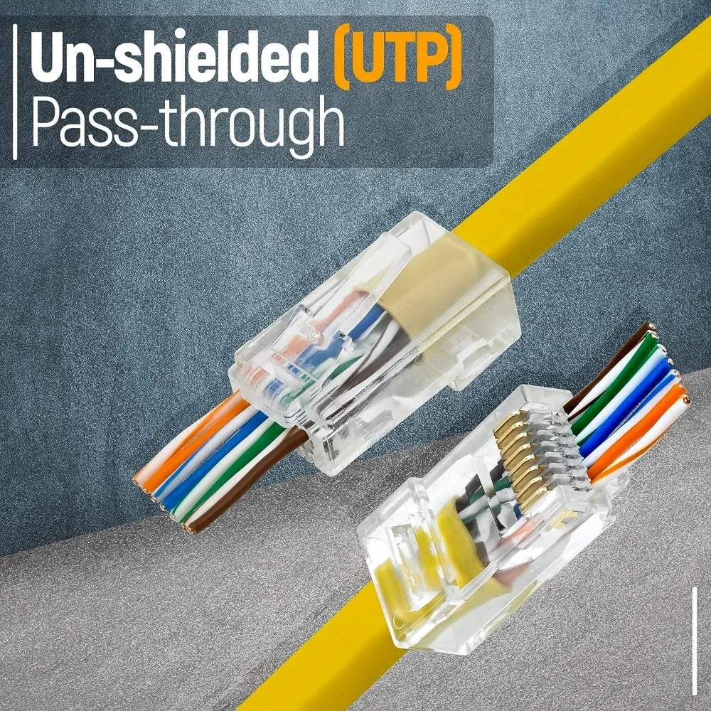 ZoeRax 50 Pcs RJ45 Cat6 Pass Through Connectors - EZ to Crimp Modular Plug for Solid or Stranded UTP Network Cable