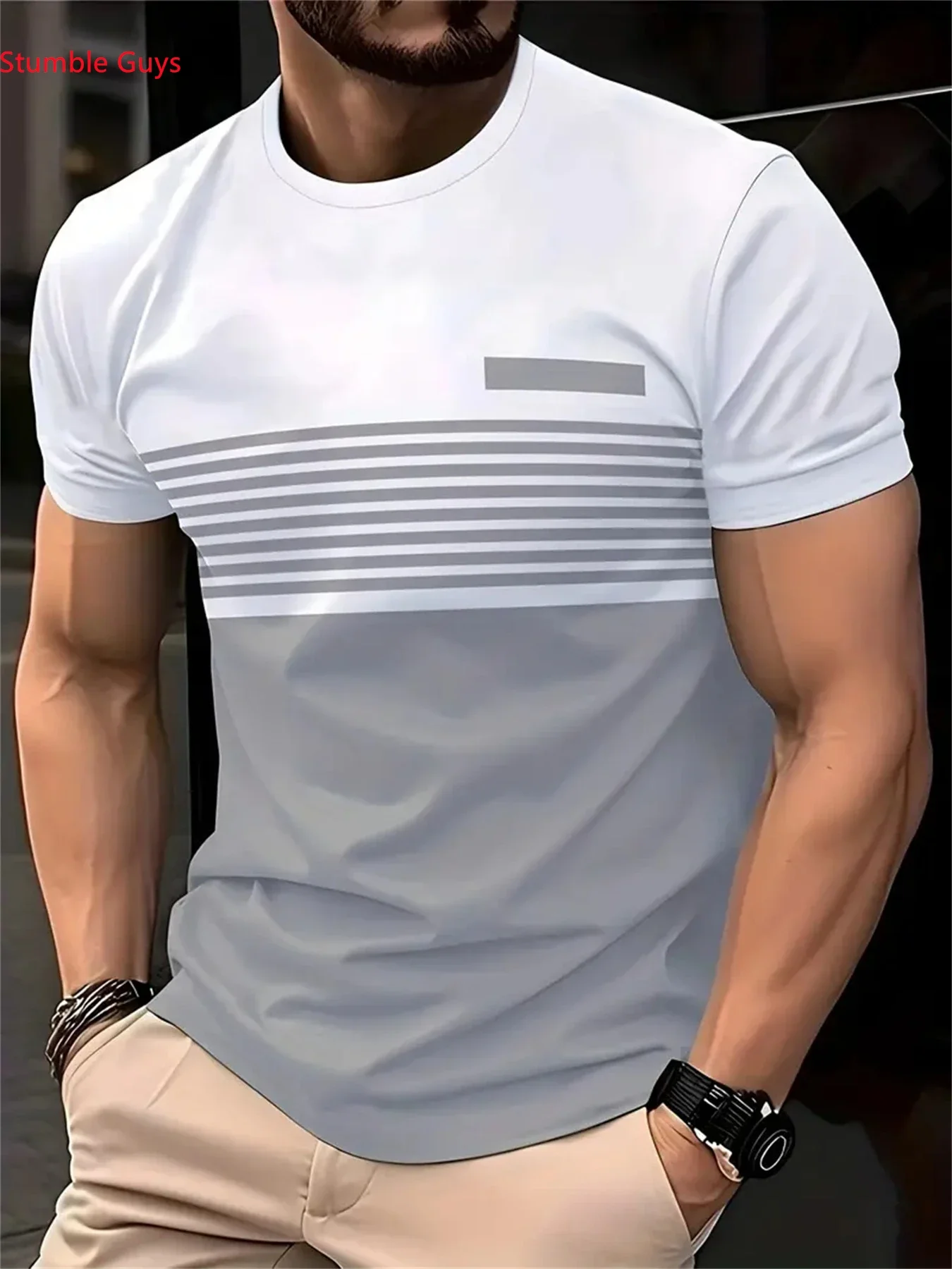 Fashion Men's Lightweight T-Shirt Summer Short Sleeve Breathable Quick Dry Casual Print Tee Athletic Sports Jersey Top