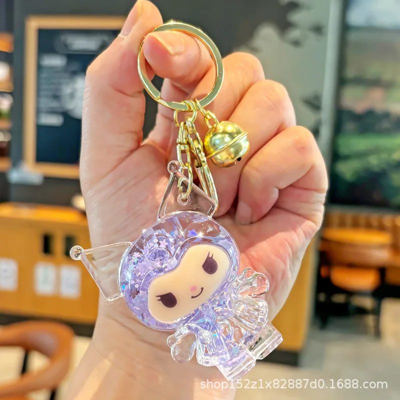 قطعة واحدة من رمل متدفق في فقاعات الزيت - سلسلة مفاتيح لطيفة ورائعة للحقائب المدرسية، هدية للأزواج، سلسلة مفاتيح للعشاق #5