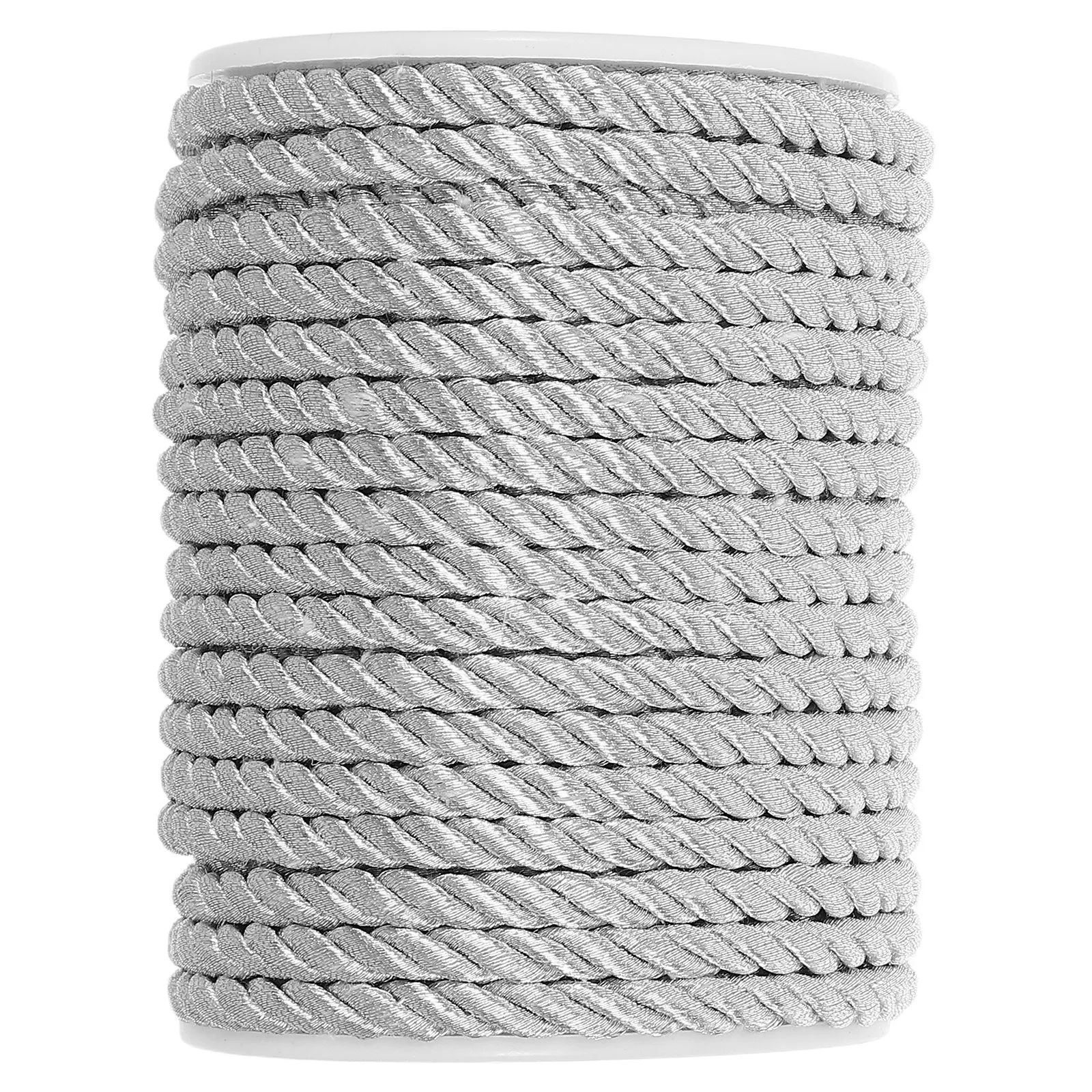 1 Roll 6Mm Silver Twisted Cotton Cord Braided Rope for Graduation Curtain Tiebacks Ornament Craft DIY Decoration