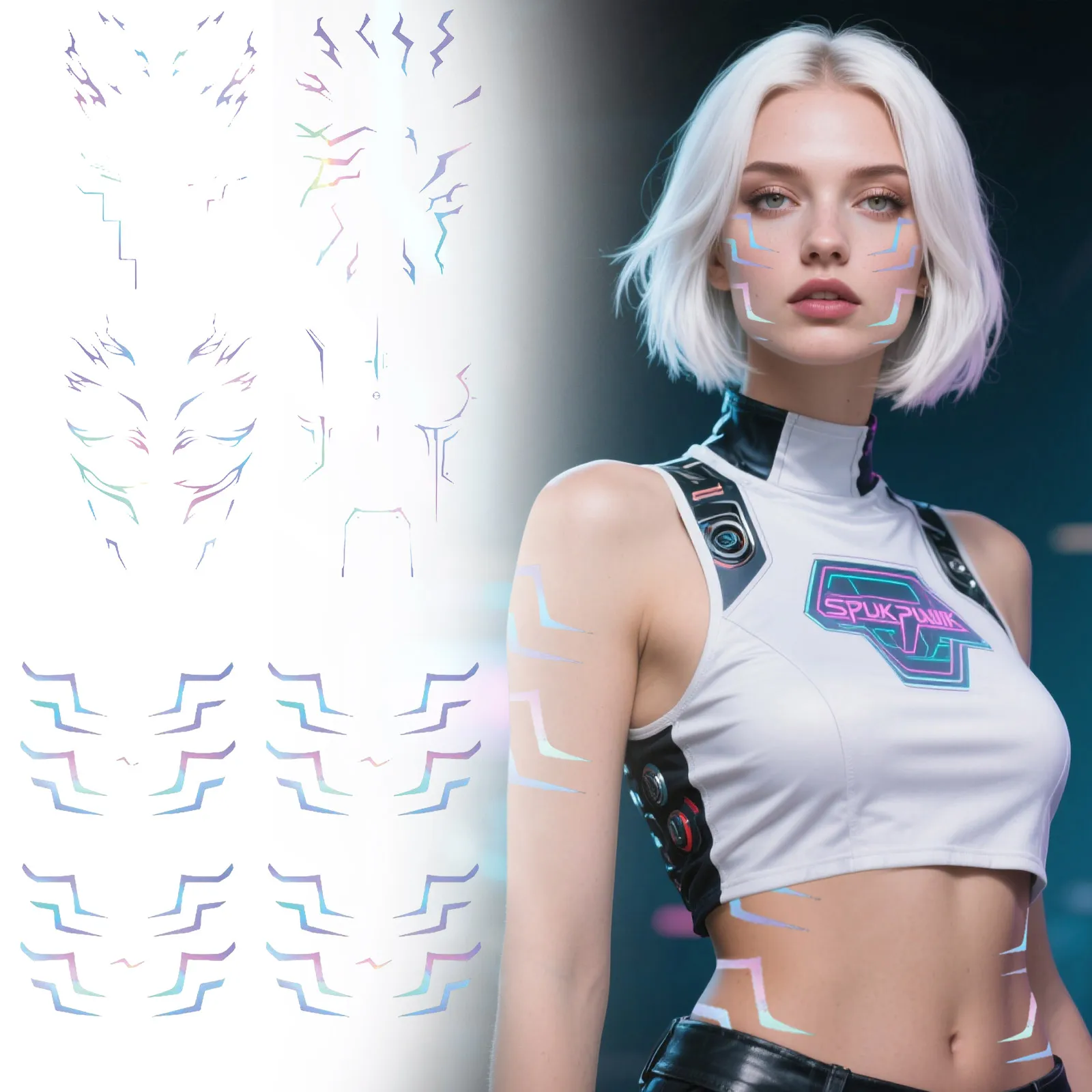 

4 шт., временные татуировки для лица для вечеринок, водонепроницаемые цветочные блестящие наклейки на поддельную кожу, легко наносится, удаляются для фестивального макияжа