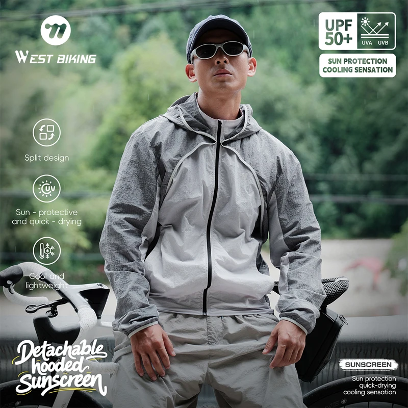 

Велосипедная куртка WEST BIKING со съемным капюшоном, солнцезащитная одежда, дышащие велосипедные топы, уличная ветрозащитная спортивная одежда для пешего туризма