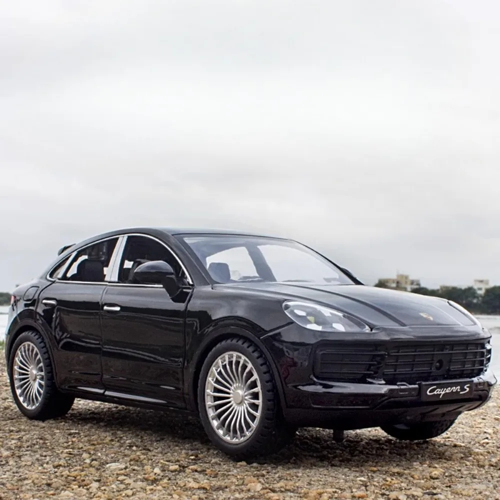 子供のためのカイエンのSUV車モデルおもちゃ、合金ダイキャストドア、オープンシミュレーション、音と光、車両モデル、誕生日プレゼント、1:24スケール