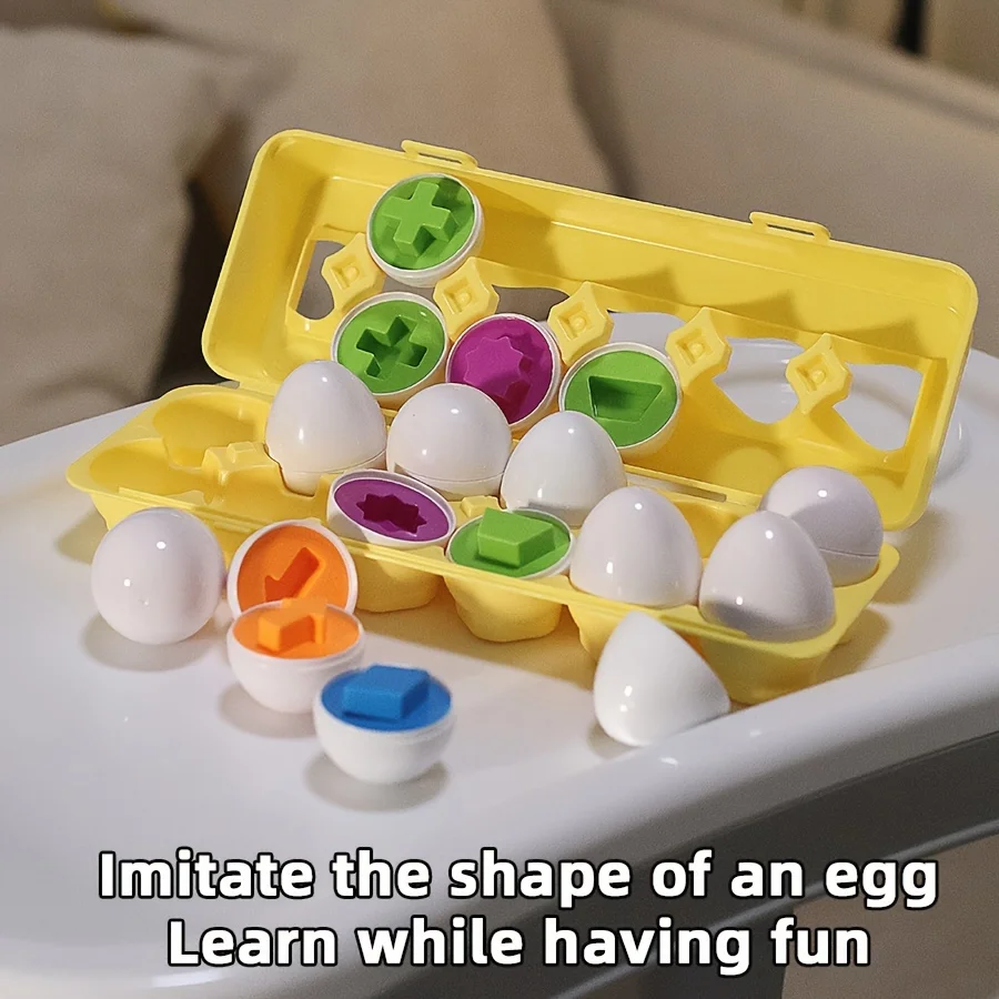 6/12 قطعة التعرف على الألوان والشكل مطابقة ألعاب على شكل بيضة ، ألعاب ألغاز تعليمية للمهارات الحركية الدقيقة للتعلم المبكر #1