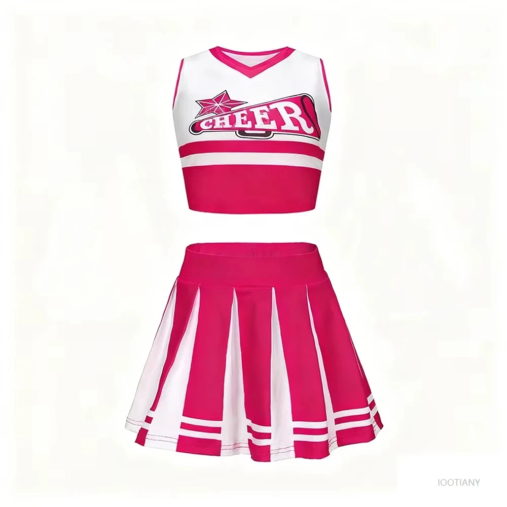 Girl Cheerleader Costumes Cheerleading Dress Uniform Short-sleeved Top Skirt Ball Students Campus Dance Performance Cosplay Suit view 2