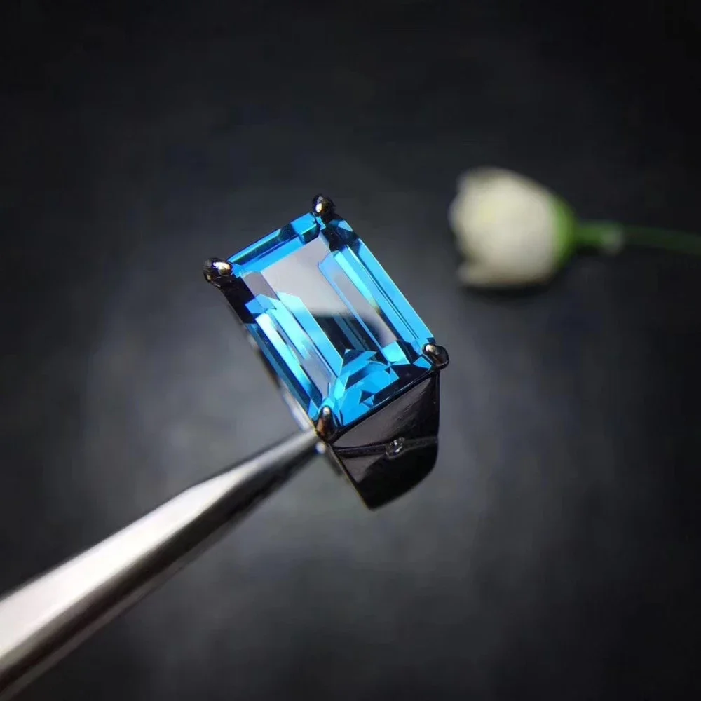 

Big size 10*14mm Natural Blue Topaz Gemstone Ring S925 Silver Natural Gemstone Rings Women Men Gift Jewelry