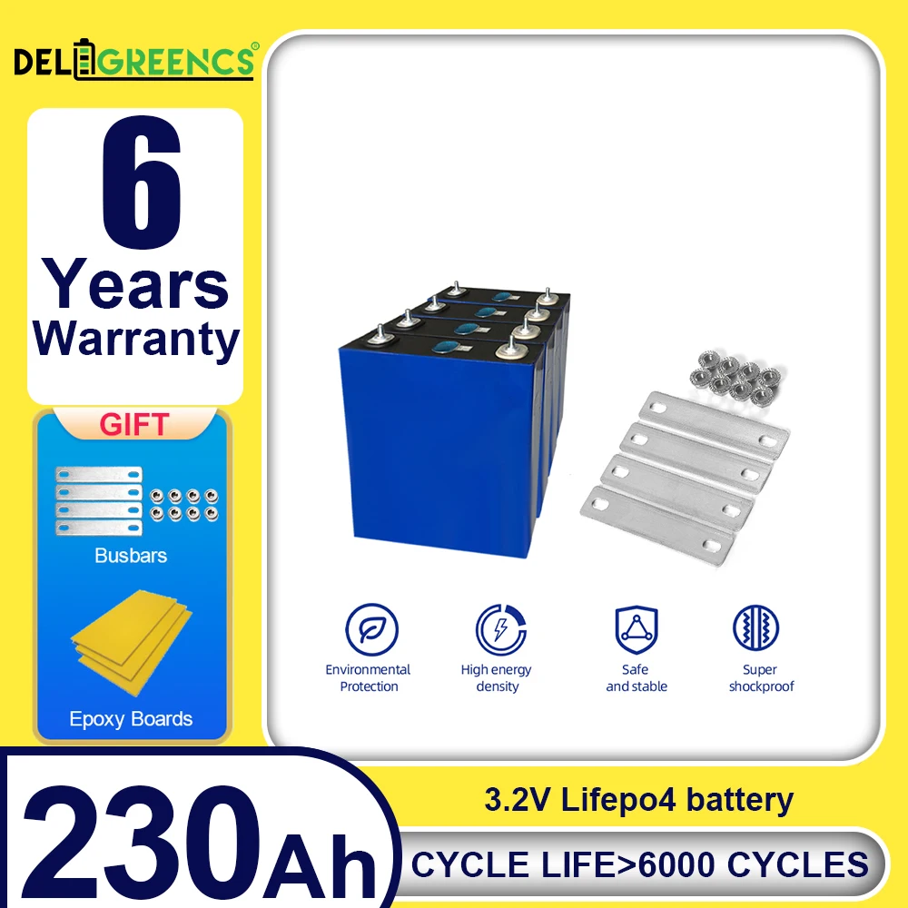 

230ah Lifepo4 Battery 3.2v Rechar DIY 12v 24v 36v Lithium Iron Phosphate Grade A Cells For Solar Rechargeable Storage Tax Free