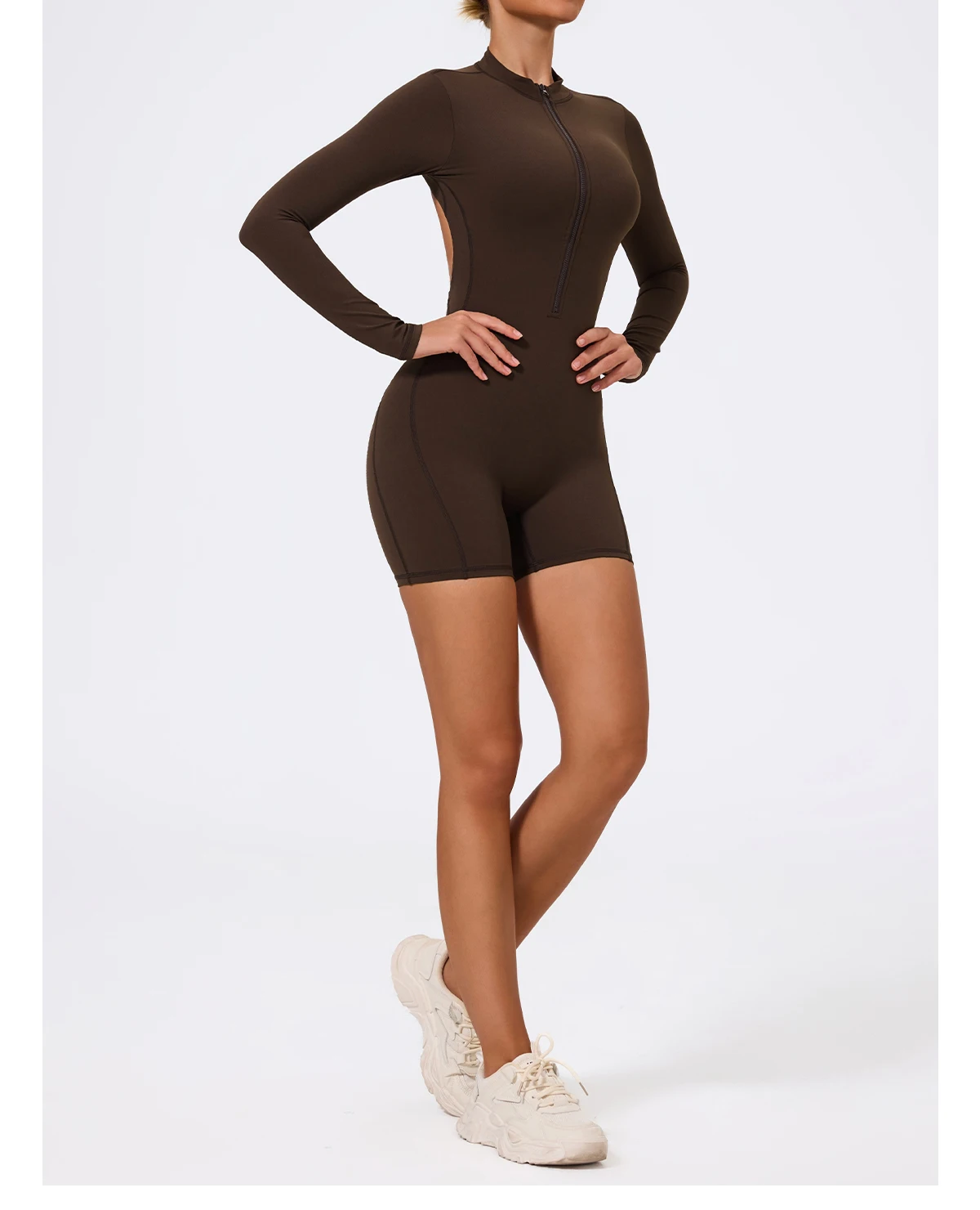 Ctenkevet Sommer Halb-Reißverschluss Frauen Gym Overall Weibliche Im Freien Atmungsaktive V Zurück Active Gesäß Lift Sport Outfit Für Frau – Detail 31