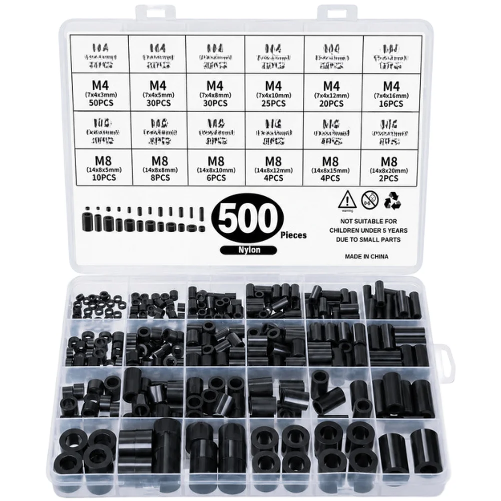 500PCS Insulating Nylon Standoffs Black Hex Pillars for For m3 For m6 For M8 Metric Fasteners in Robotics and Prototyping