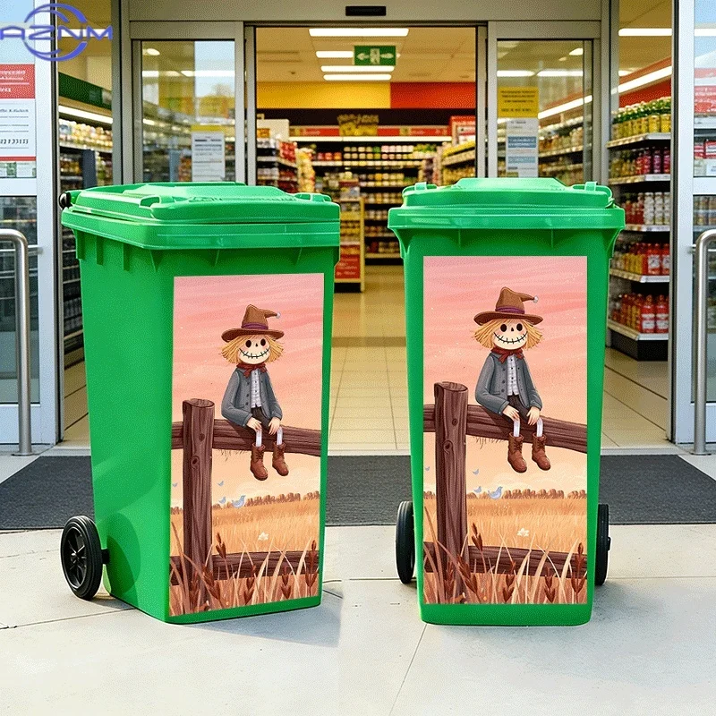 2D Flat Printing 1pc Trash Can Sticker 37×82cm 