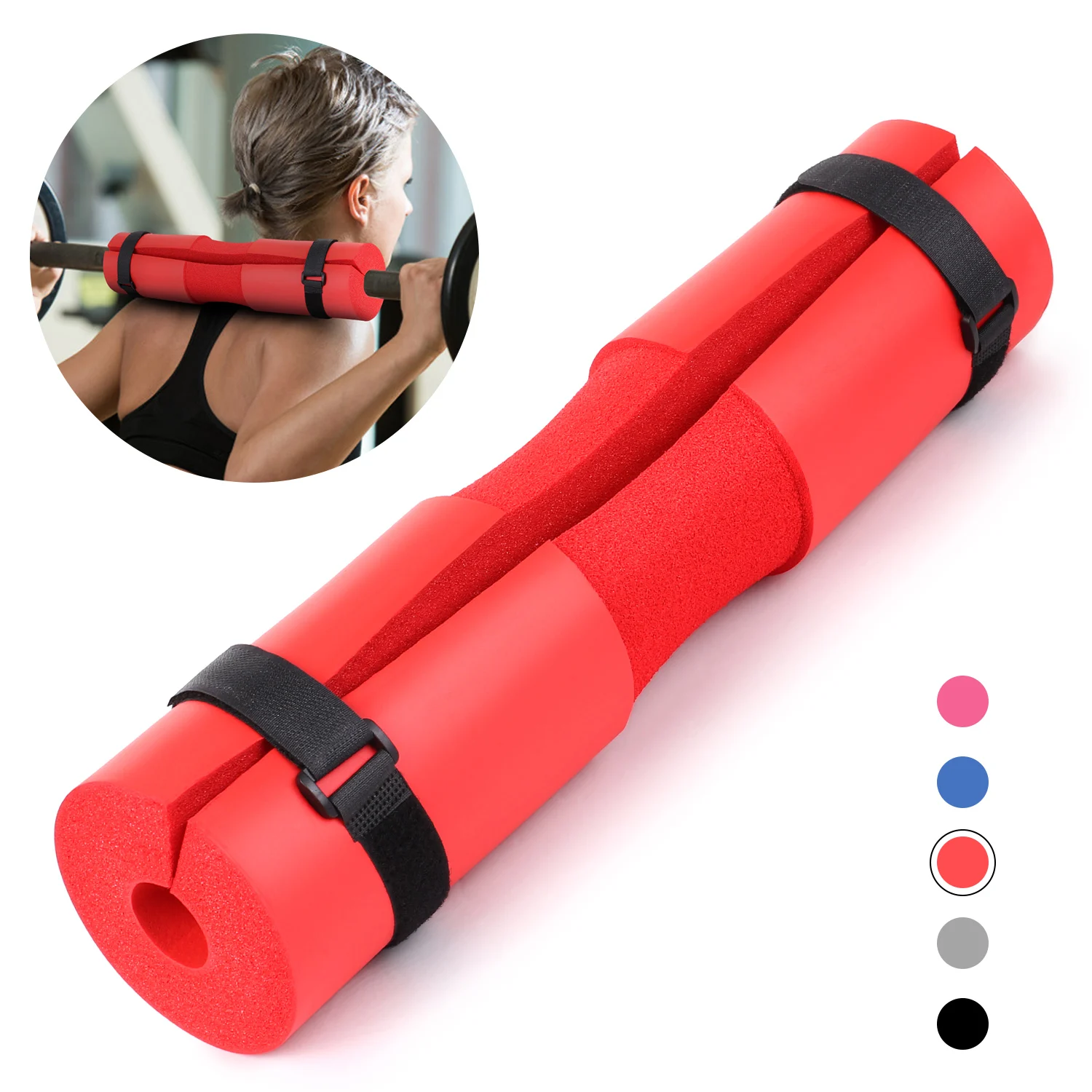 Fitness Weightlifting Squat Foam Neck Guard Barbell Sleeve Sports Dumbbell Bar Shoulder Back Protective Pad with Strap for Gym