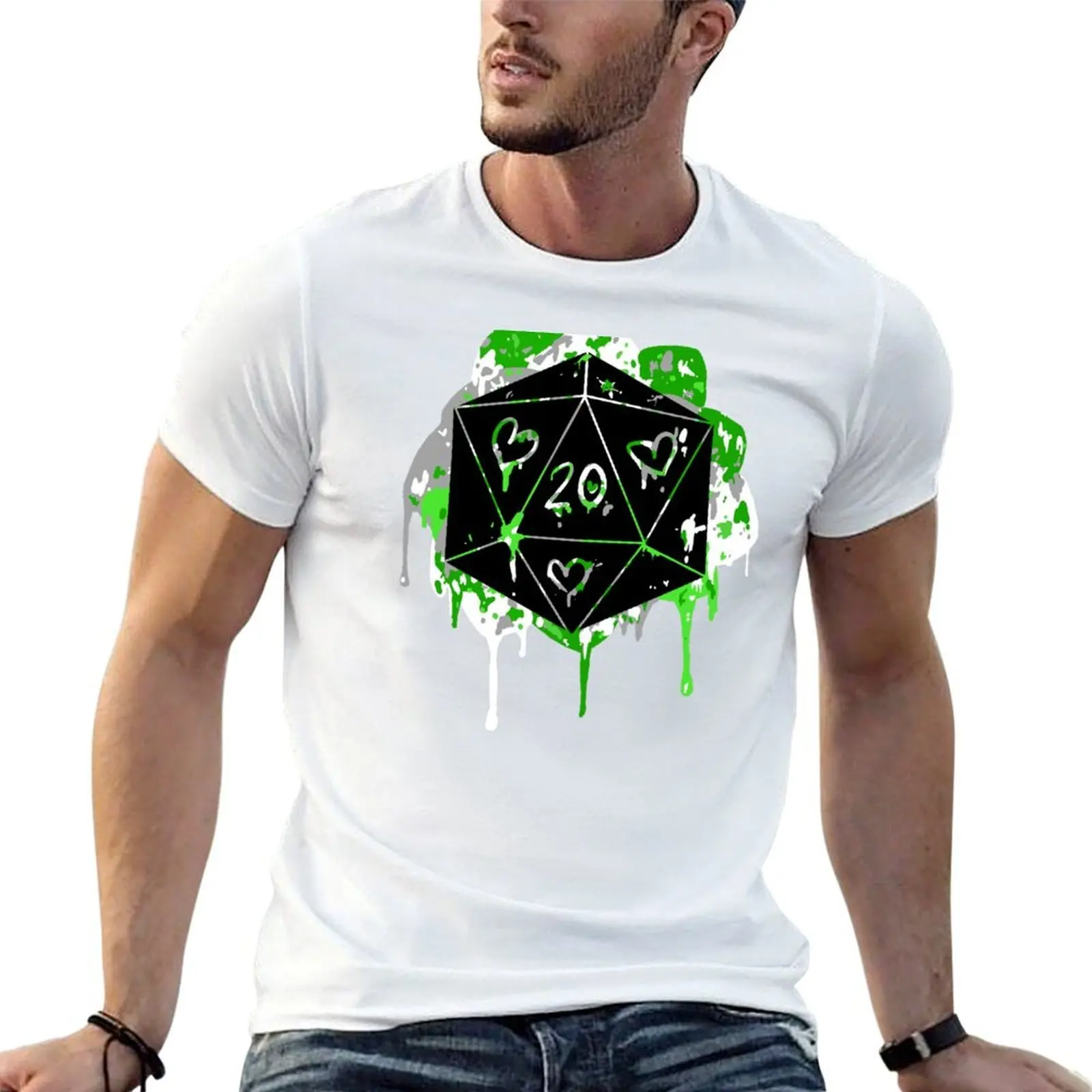 Stealth Aro Pride Dice Print T-Shirt man graphic t shirt anime tshirt man t shirt graphic T-shirt