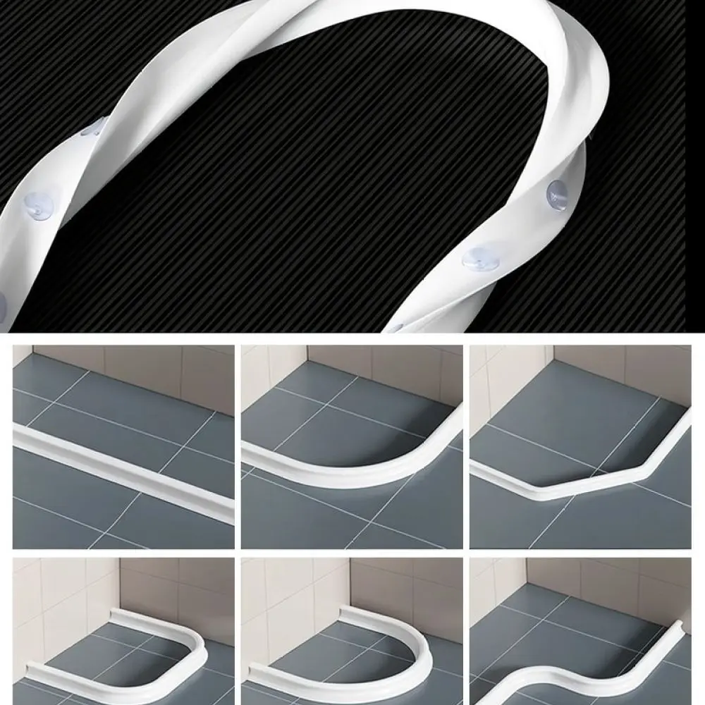 Flexible Silicone Shower Dam For Bathroom Floor Water Stopper Suction Cup Installation Anti Overflow Water Barrier