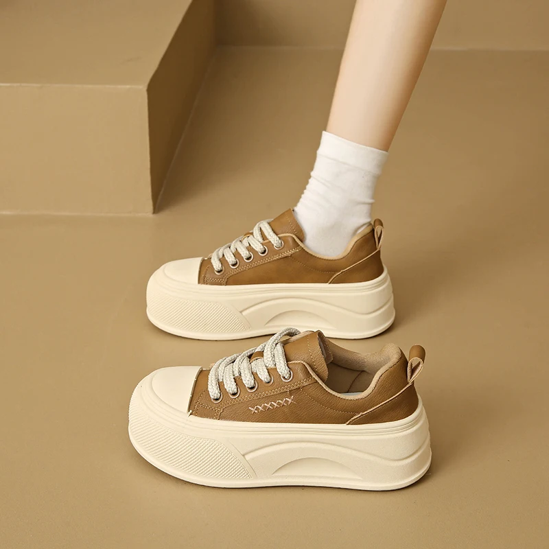 

CRLAYDK модная женская кожаная обувь для скейтборда, классические повседневные прогулочные кроссовки на платформе 6,5 см, удобные низкие теннисные кроссовки для женщин