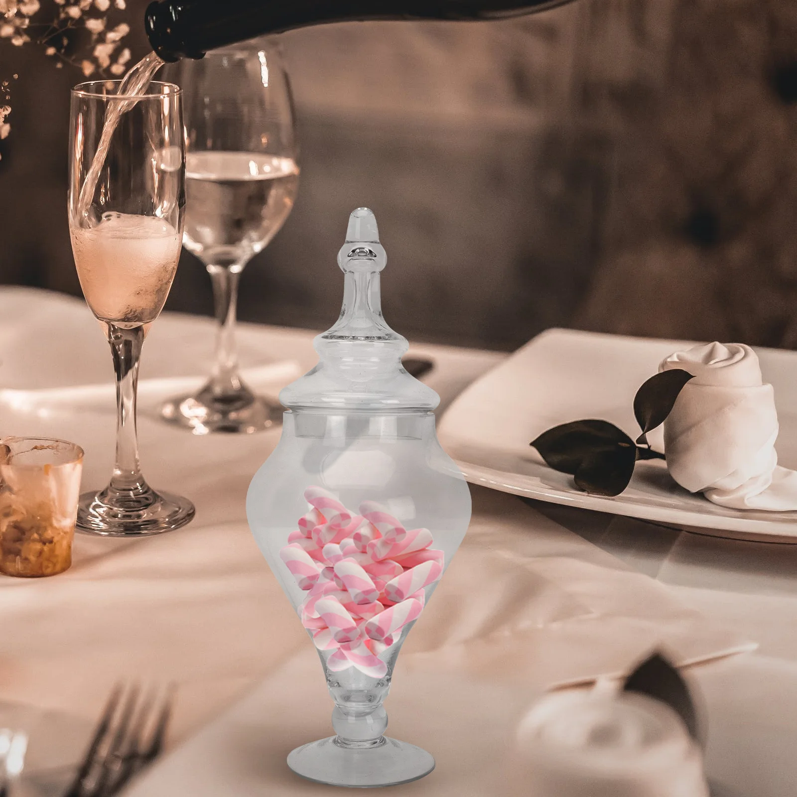 

1Pcs Crystal Candy Jar Portable Glass Storage Tank for Wedding Ornament Party Favors Small Gifts Chocolate Container