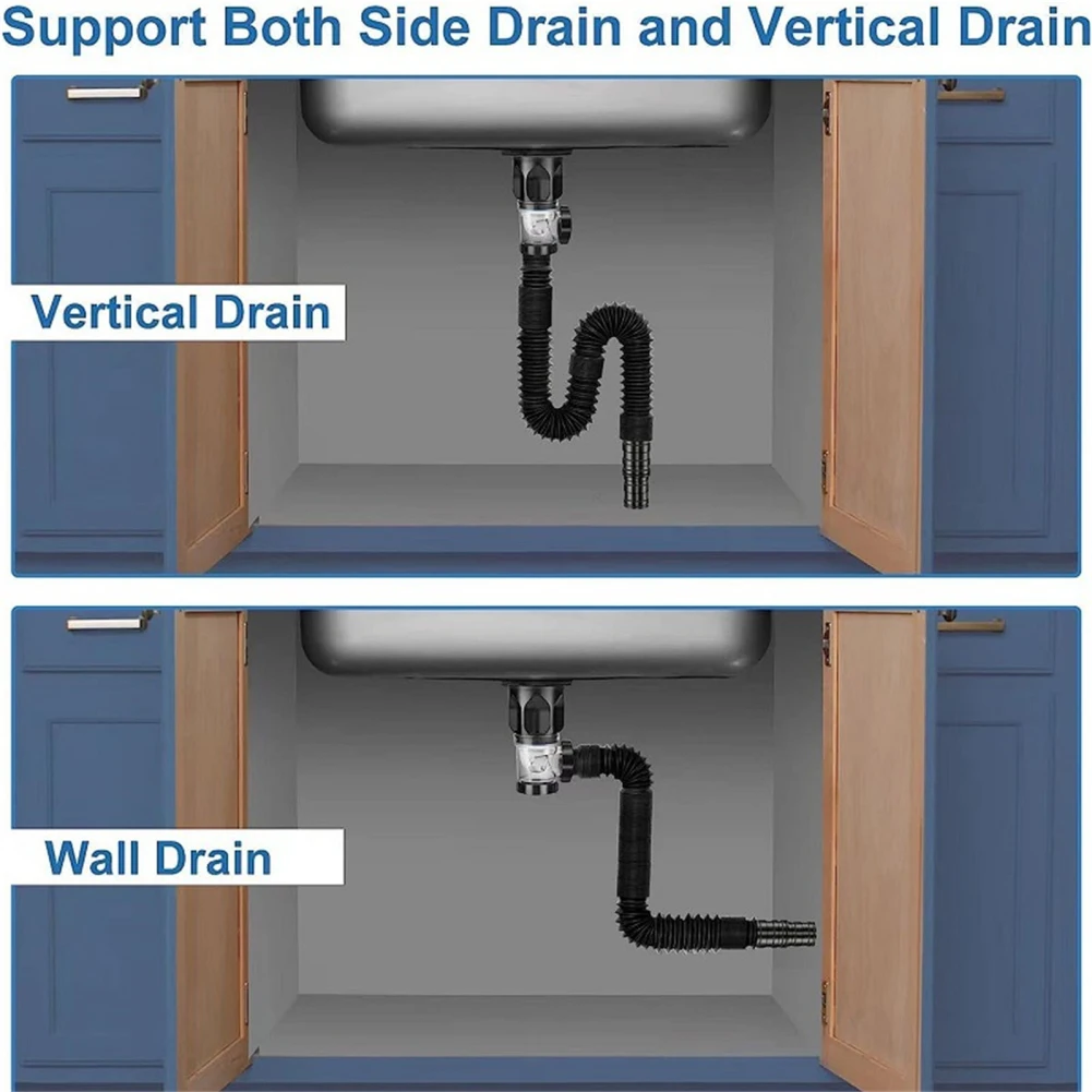 Сливная труба для кухонной раковины, герметичная, защита от засорения, дизайн против запаха, легкая установка, гибкая дренажная труба, аксессуары для ванной комнаты