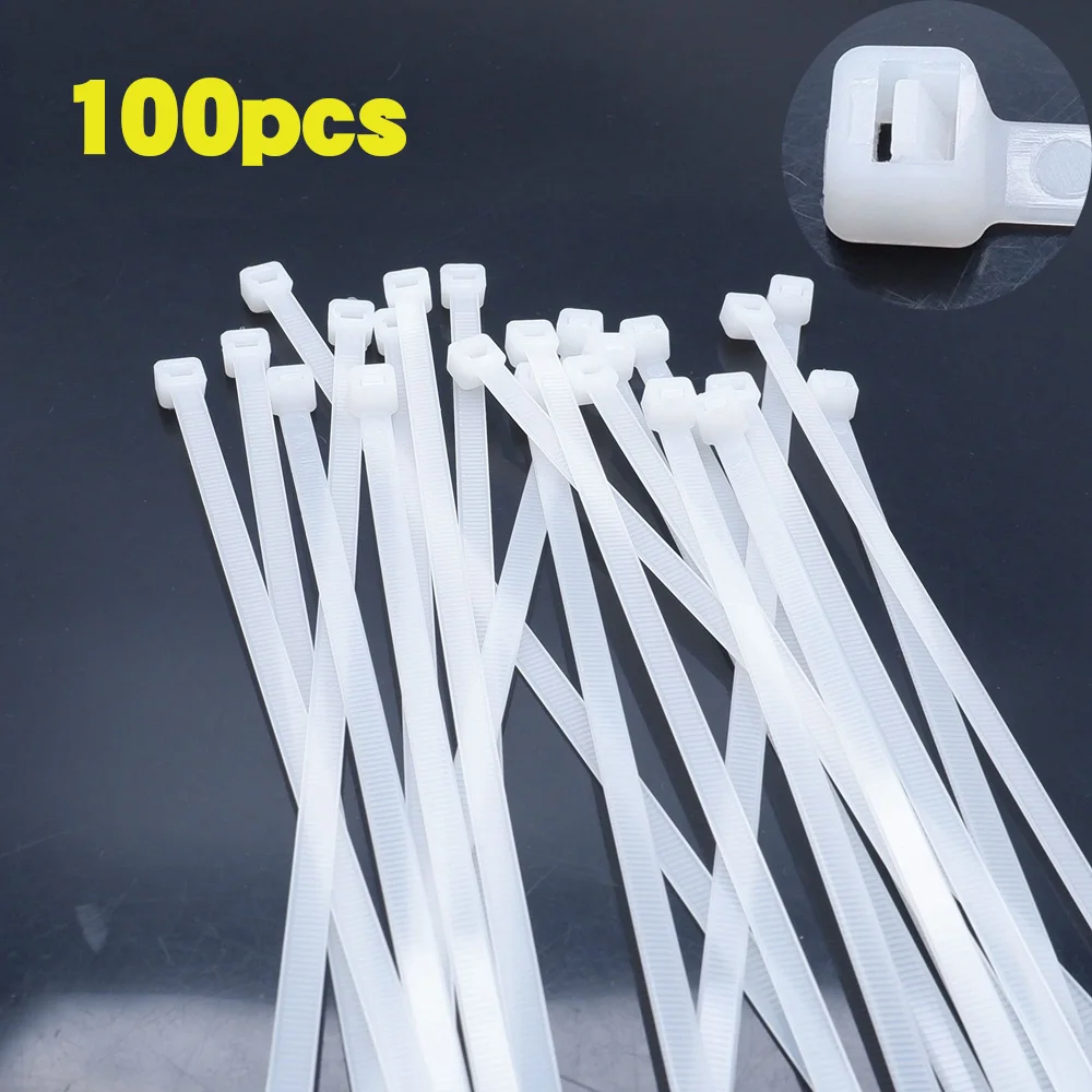 

100 Cable Pieces Tie Self locking Plastic Nylon Tie White Organiser Fasten Cable Wire Cable Zip Ties Industrial Wire Fasteners